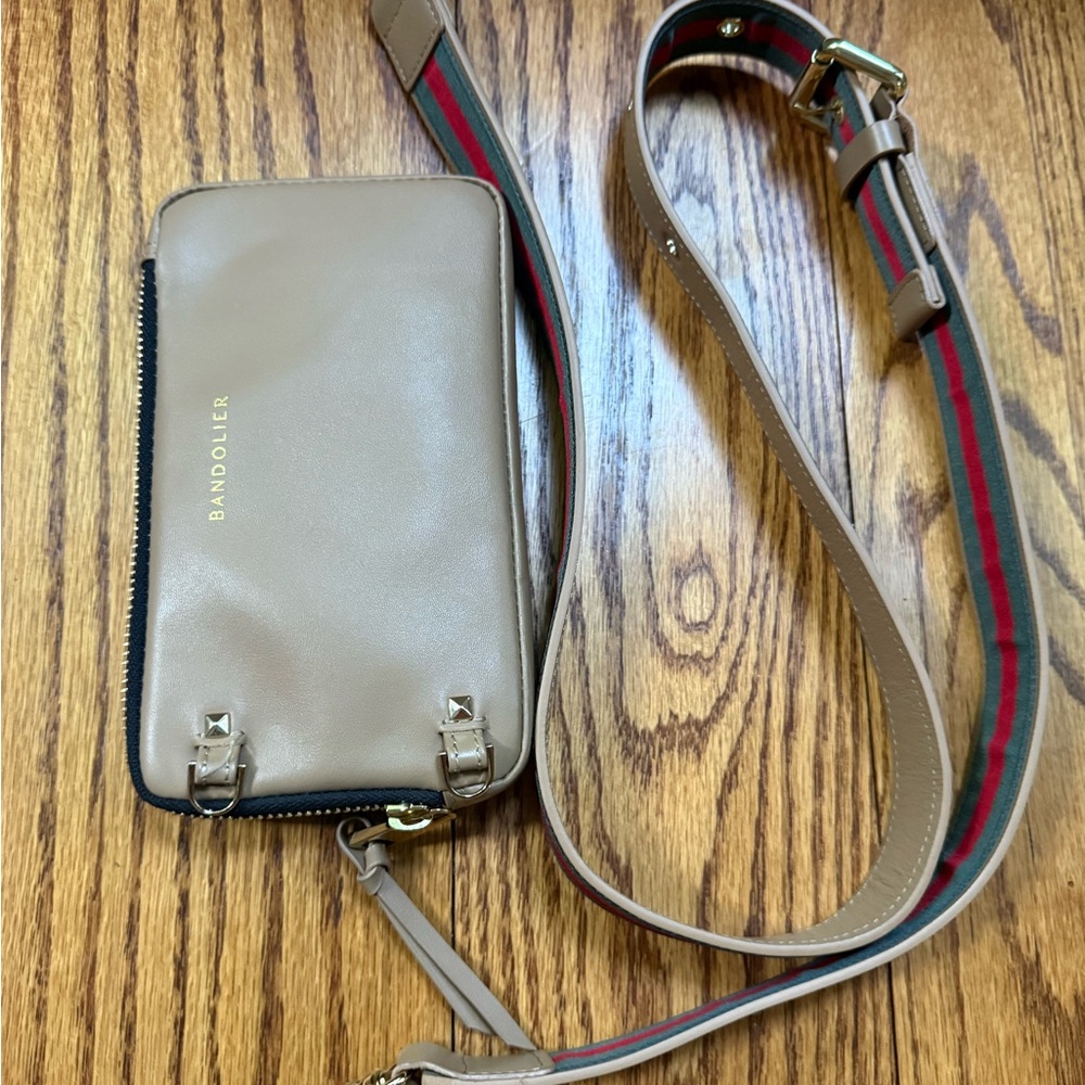 Bandolier Tan Crossbody Phone Bag Pouch Kimberly Strap iPhone 13 Pro Max case - Picture 5 of 8